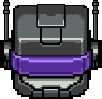 La mascotte Codec, un casque en pixel art à la visière violette